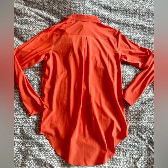 Athleta Urbanite UPF 50 Orange Long Sleeve Button Down Stretch Breathable XS - Picture 6 of 8